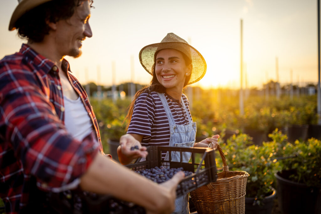 Happy people with regenerative food