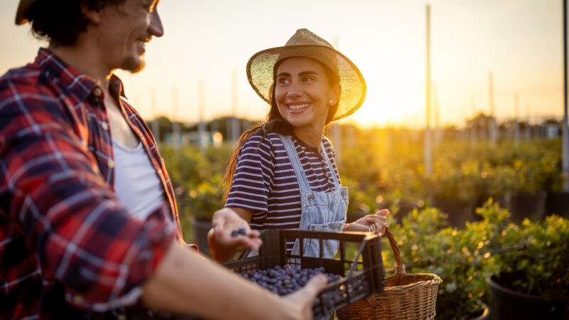 Happy people with regenerative food