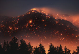 Wildfire on a mountain